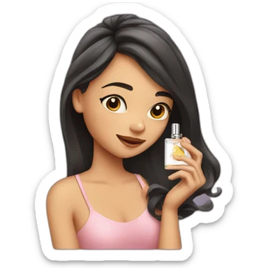 Girl applying perfume sticker