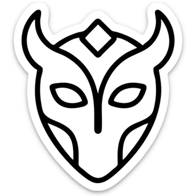 outlined abstract mask motif logo inspired by Sleep Token band with black lines sticker