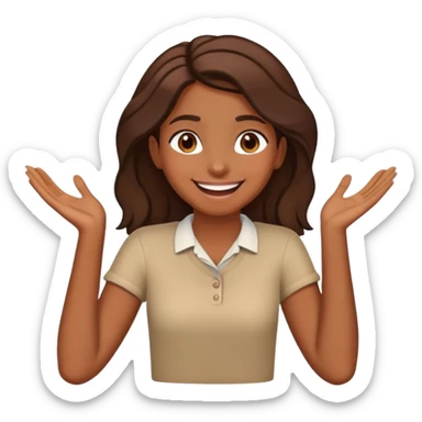 Brown skinned girl, hands crossed around next laughing sticker