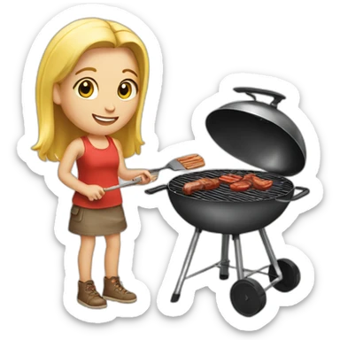a blonde girl making a barbecue sticker