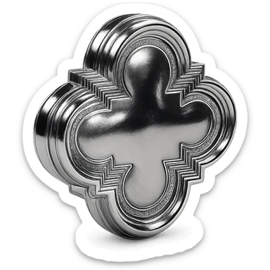 reflective chrome quatrefoil with intricate details and a radiant shine sticker
