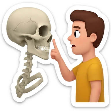 a skull shushing a person sticker