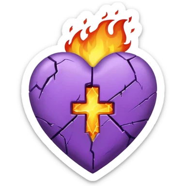 Purple heart broken with fire sticker