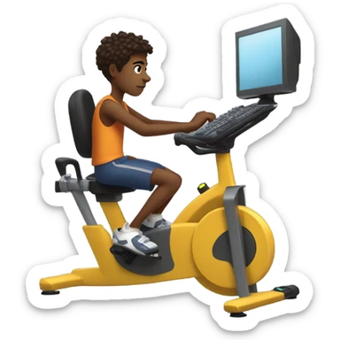 Peddle powered gaming computer driven by a teenage boy  sticker