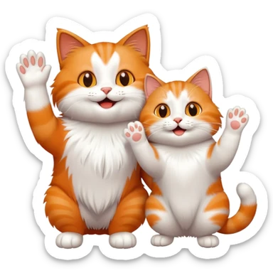 Very happy cat high-fiving another cat friend sticker