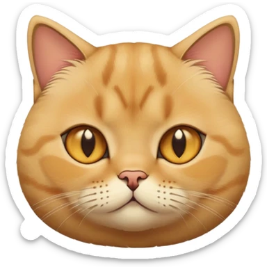 Golden British shorthair cat with round face and plush fur sticker