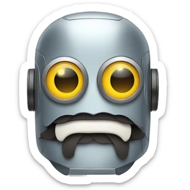Robot con bigotes cabeza cuadrada conversando  sticker
