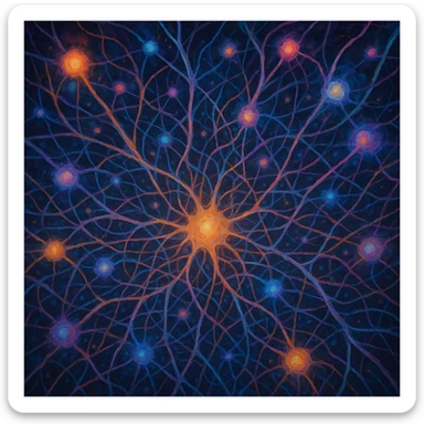 neural network, web of connections, imaginative sticker