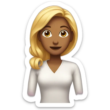 woman after the sticker