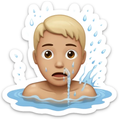 Tête qui se noit dans l’eau avec l’eau qui monte jusqu’à la bouche sticker