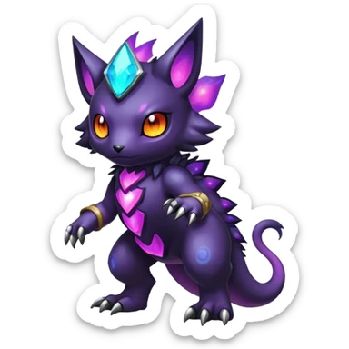 Cute cool colorful dark nebula fantasy-Fakemon-Digimon-animal-hybrid full body sticker