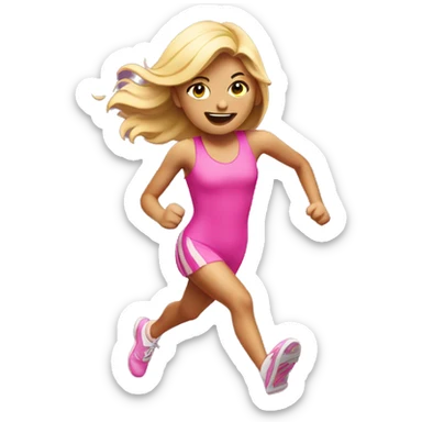 blondie girl running in a pink Costume sticker