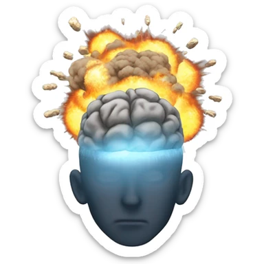 un cerebro con tres explosiones que salen de la parte superior, simulando que se está derritiendo. sticker