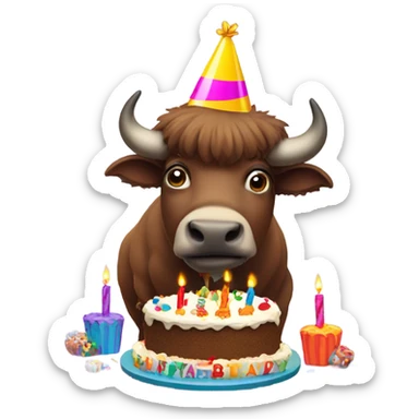 Bison birthday sticker