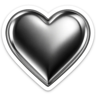 chrome style icon of a heart sticker