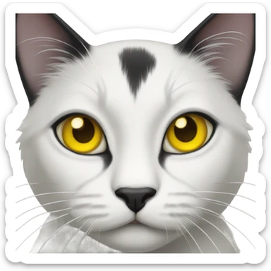 Cat black and white whit yellow eyes sticker