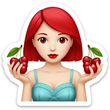 Makea woman with big cherries sticker