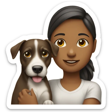una niña con un perro  sticker