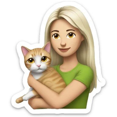 My wife with a cat sticker