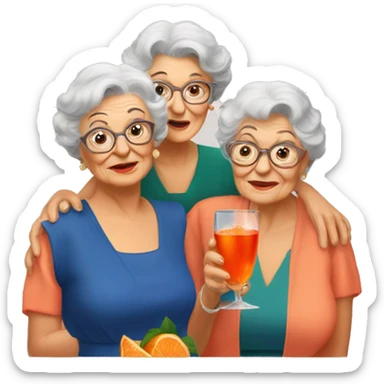 Three beautiful grandma's drinking aperol  sticker