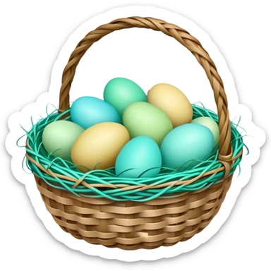 Easter basket with light green and turquoise eggs sticker