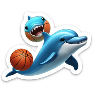 Dolphin with basketball and a label that says "Cherno more Odesos" in front of the dolphin and the basketball sticker