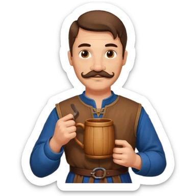 Medieval Man with a moustach in a tavern sticker