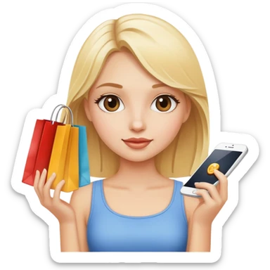 shopping blonde girl sticker