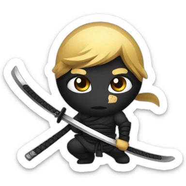 Ninja con tatuajes en el cuello y una katana en la espalda sticker