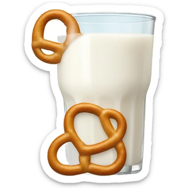 A glass of milk with a pretzel sticker