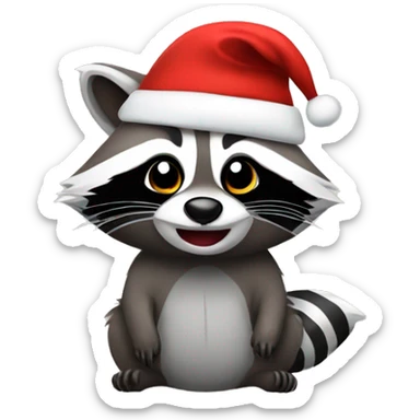 raccoon with Christmas hat sticker