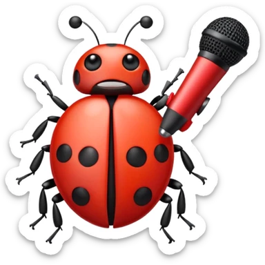 Ladybug with a small microphone sticker