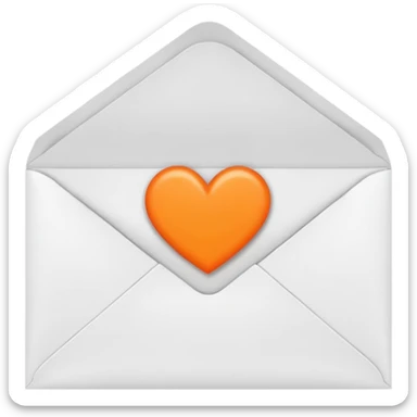 white envelop with small orange heart inside sticker