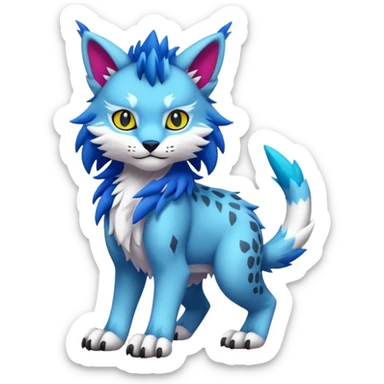 Colorful randomly colored tropical kawaii edgy cute Lynx-Sergal-Vernid-Fakémon-Pokémon-creature (full body) sticker