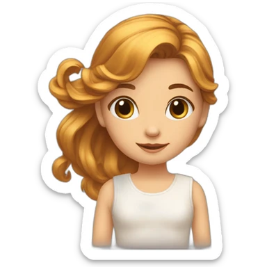 Une petite fille cheveux long etavec un chaton sticker