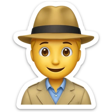 smiling emoji with a stylish fedora hat, simple and bold sticker