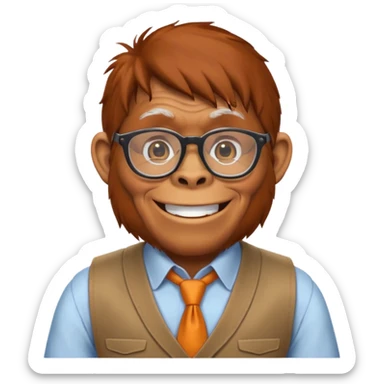 Orangutan secretary, old, glasses, vest sticker
