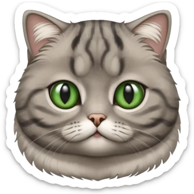 Half-eared grey striped green-eyed Scotch fold, cute cat sticker