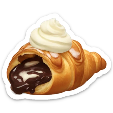 Chocolate croissant with vanilla ice cream  sticker