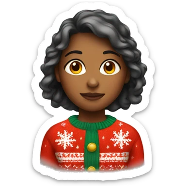 Girl wearing in Christmas sweater  sticker
