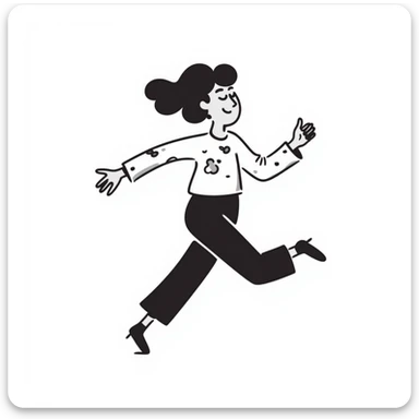 Make the stick figure a woman, running for opportunities, keep the same hand drawn doodle style. sticker