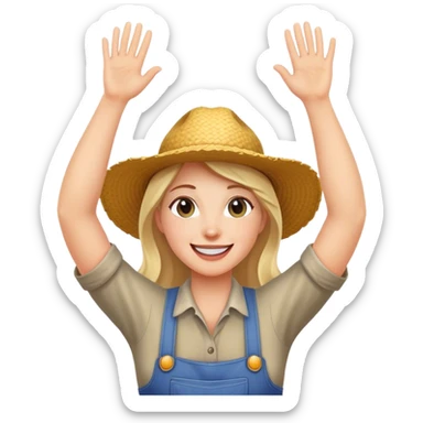 Agricultrice très contente avec les bras en l’air sticker