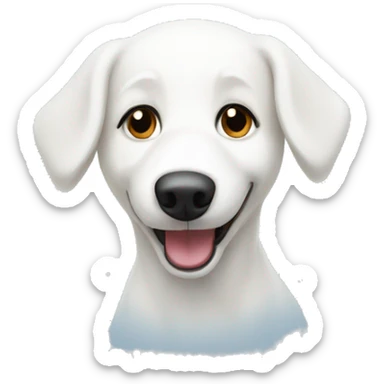 white dog playing in  the snow sticker