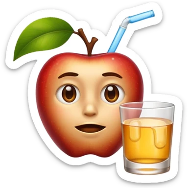 Apple emoji face drinking tequila with bored face sticker