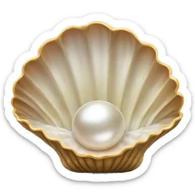 open clam shell with pearl sticker
