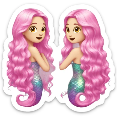 Iridescent mermaid long hair pink sticker