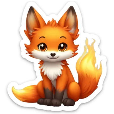 fantasy fire fox cute kawaii sticker