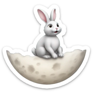  Rabbit sat on the moon with stars in the background sticker