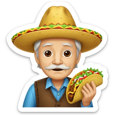 old man with taco hat sticker