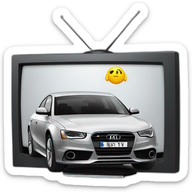 A gray and black and white Audi doodle watching a moving and saying NO APPLE TV sticker